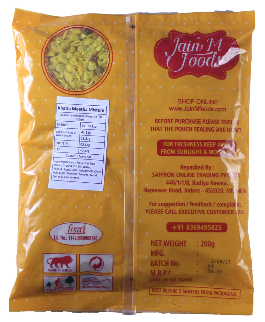 Buy JainM Foods Khatta Meetha Mixture, 200g Online