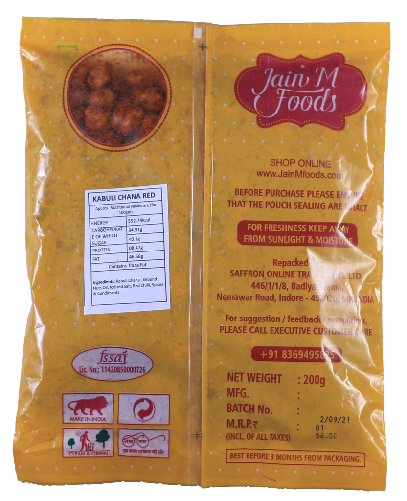 Buy JainM Foods Kabuli Chana Lal Mirch, 200g Online